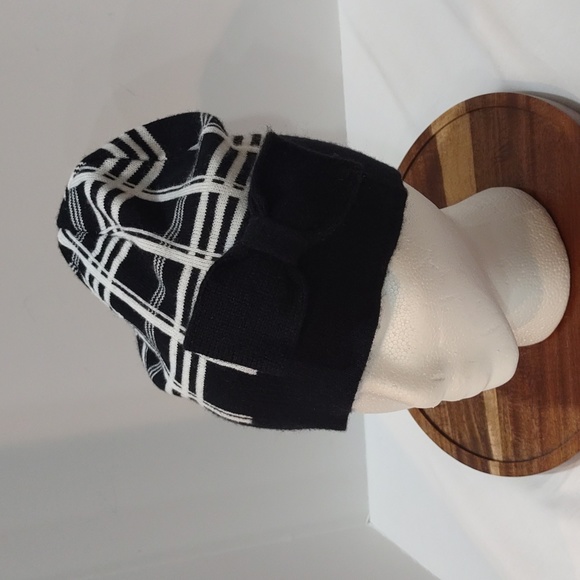 Kate Spade Accessories - Kate Spade Black White Plaid Beanie With Bow Accent OSFM